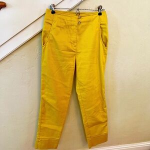MAEVE Canary Yellow Cuffed High Waist Cigarette Pant